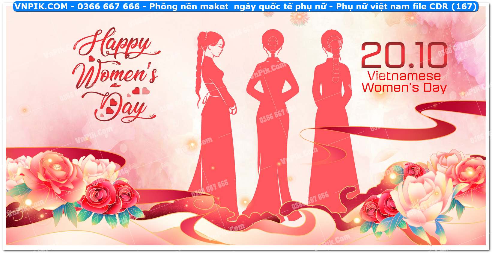 Phông nền maket  ngày quốc tế phụ nữ – Phụ nữ việt nam file CDR (167)