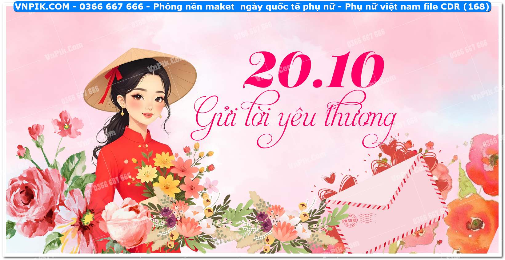 Phông nền maket  ngày quốc tế phụ nữ – Phụ nữ việt nam file CDR (168)