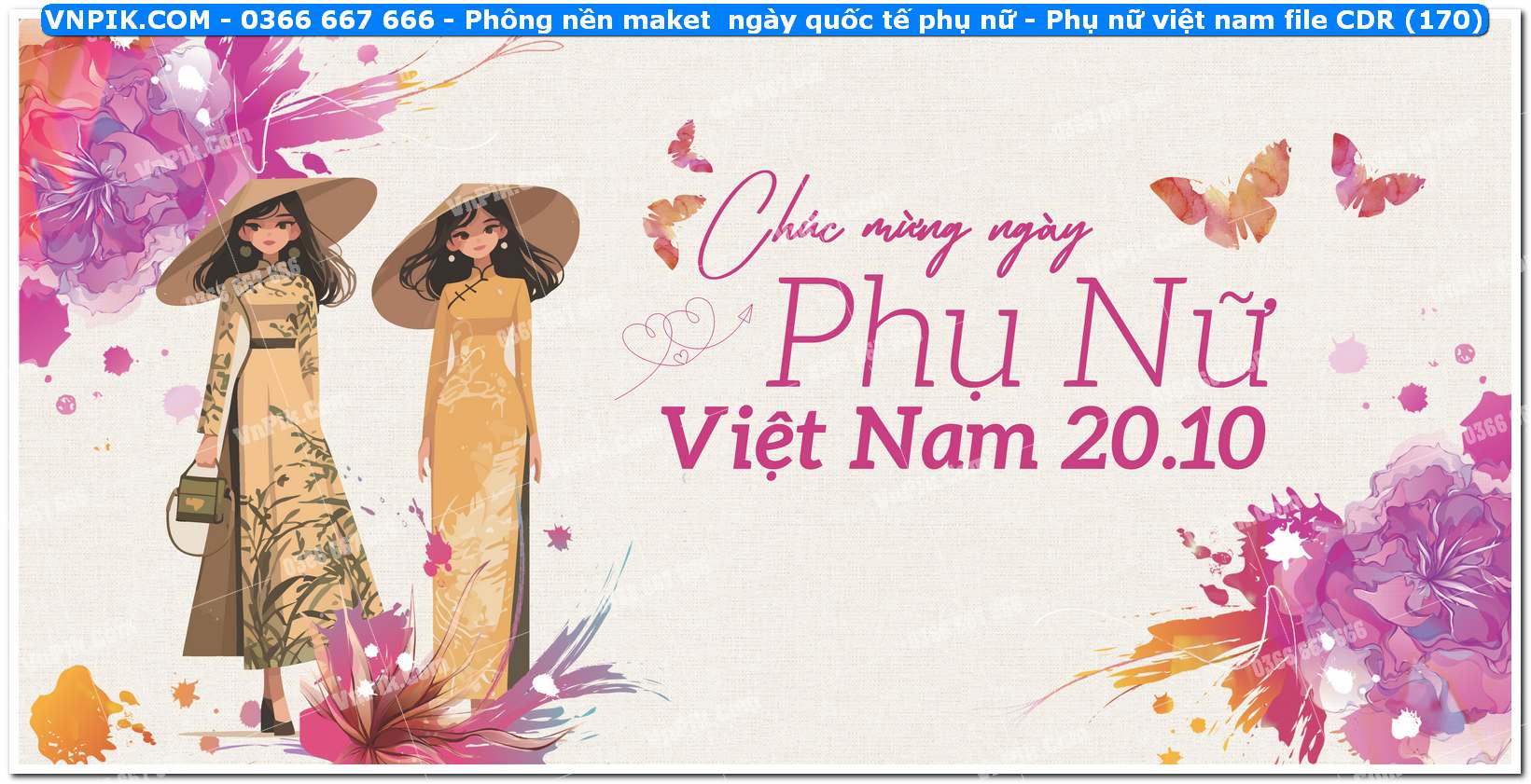 Phông nền maket  ngày quốc tế phụ nữ – Phụ nữ việt nam file CDR (170)