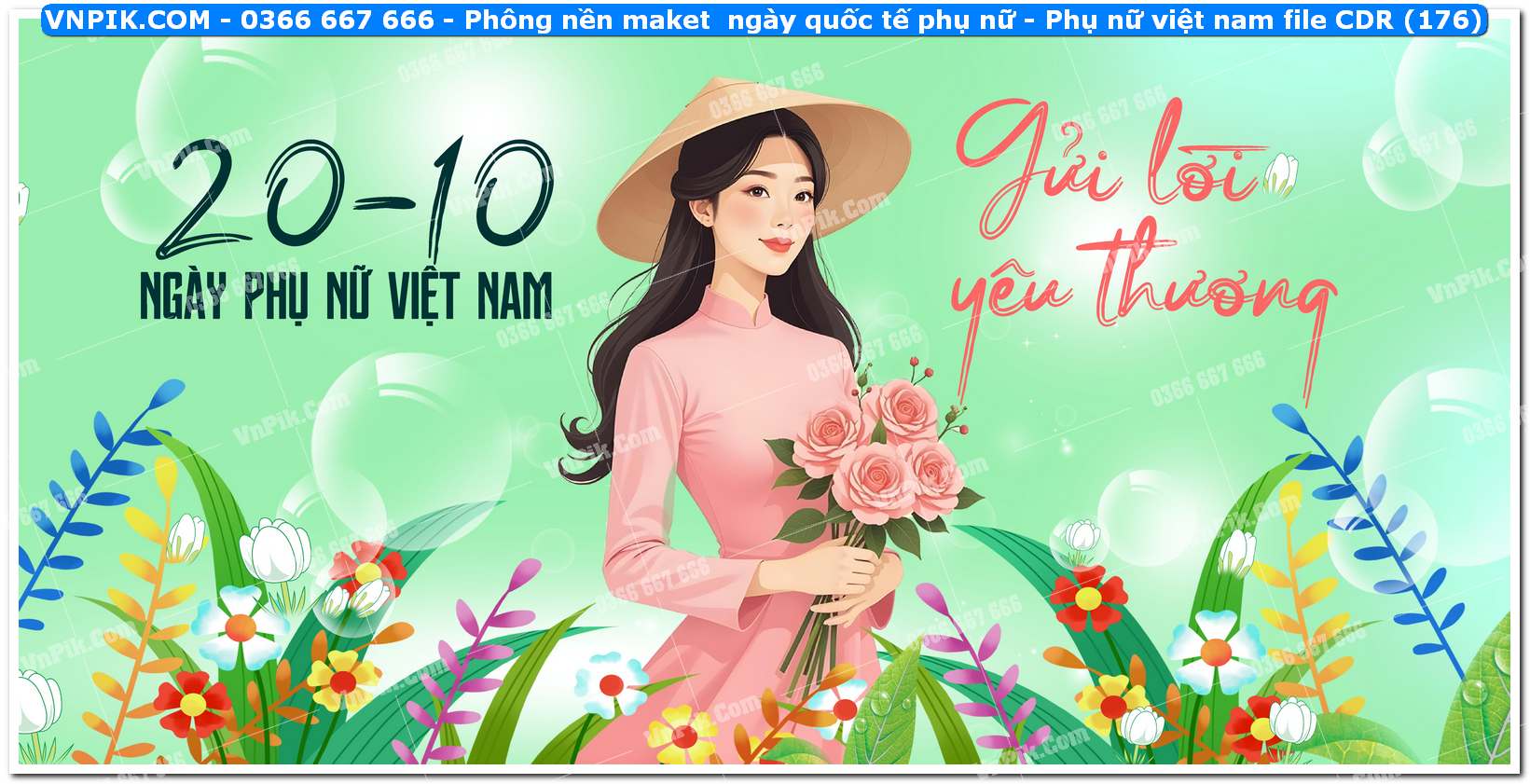 Phông nền maket  ngày quốc tế phụ nữ – Phụ nữ việt nam file CDR (176)
