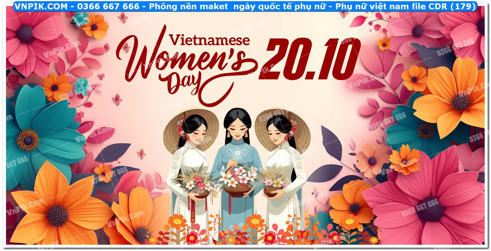 Phông nền maket  ngày quốc tế phụ nữ – Phụ nữ việt nam file CDR (179)