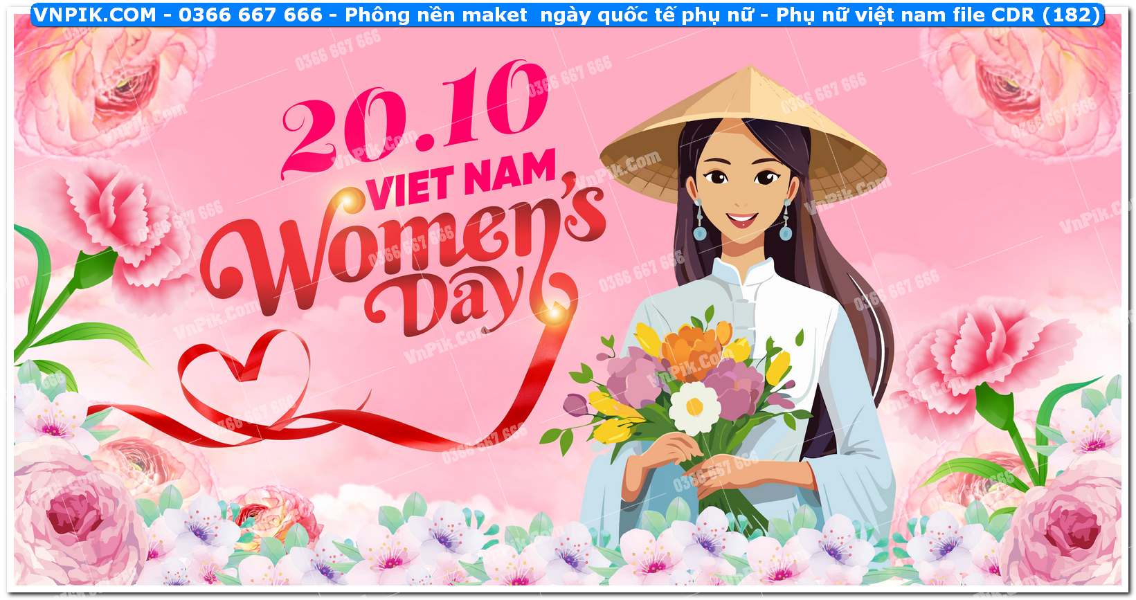 Phông nền maket  ngày quốc tế phụ nữ – Phụ nữ việt nam file CDR (182)