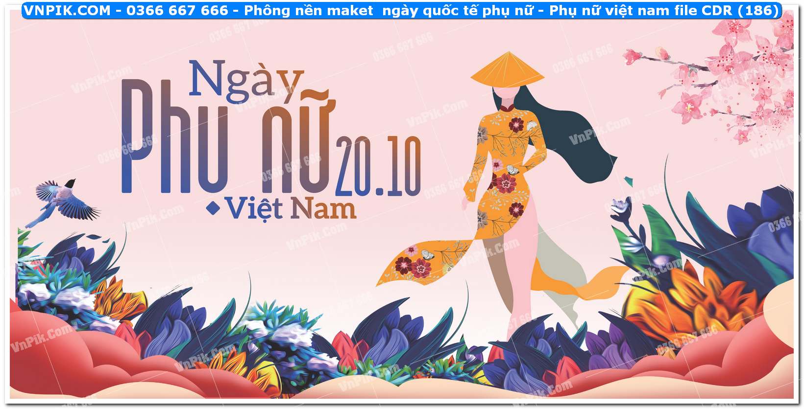 Phông nền maket  ngày quốc tế phụ nữ – Phụ nữ việt nam file CDR (186)
