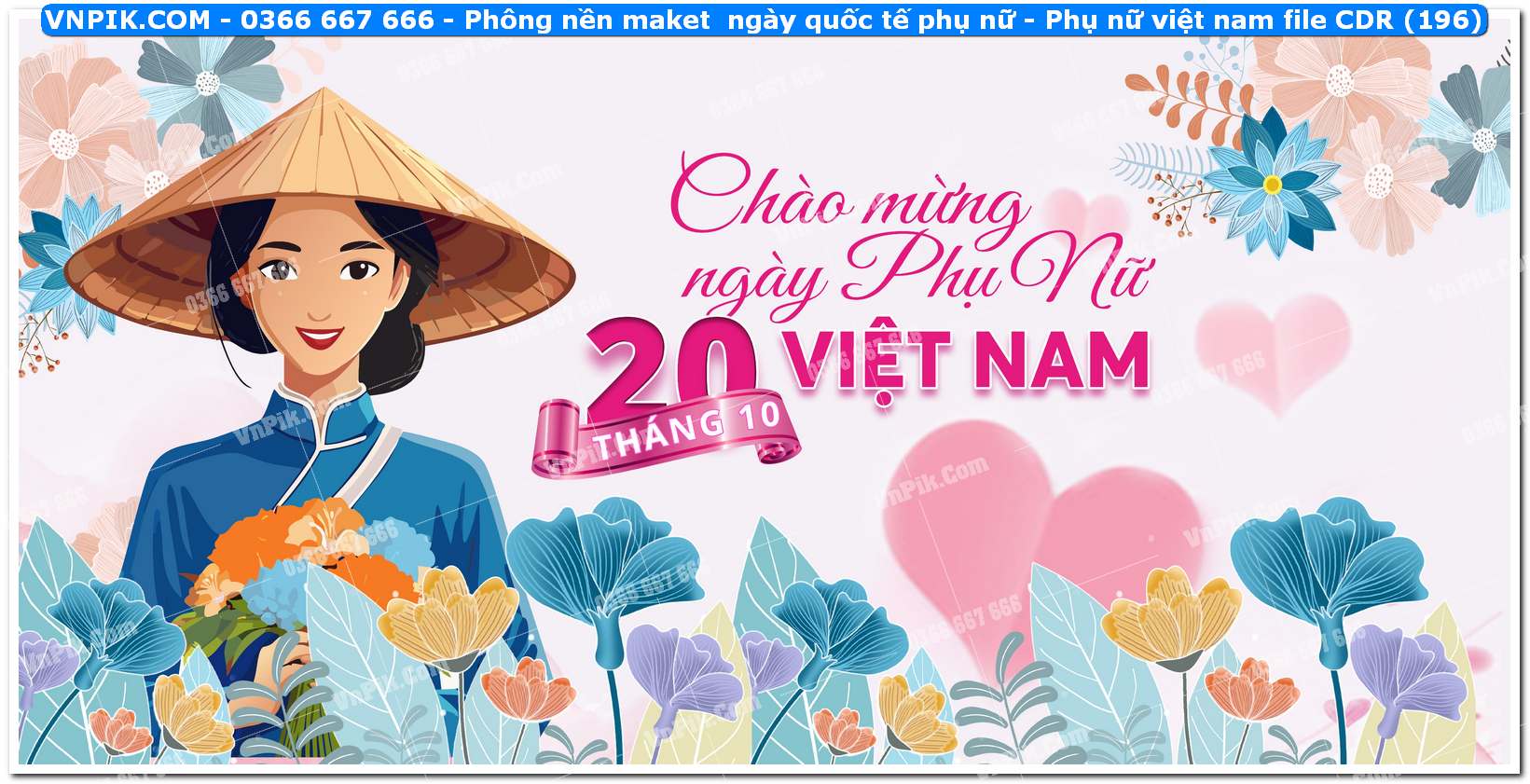 Phông nền maket  ngày quốc tế phụ nữ – Phụ nữ việt nam file CDR (196)