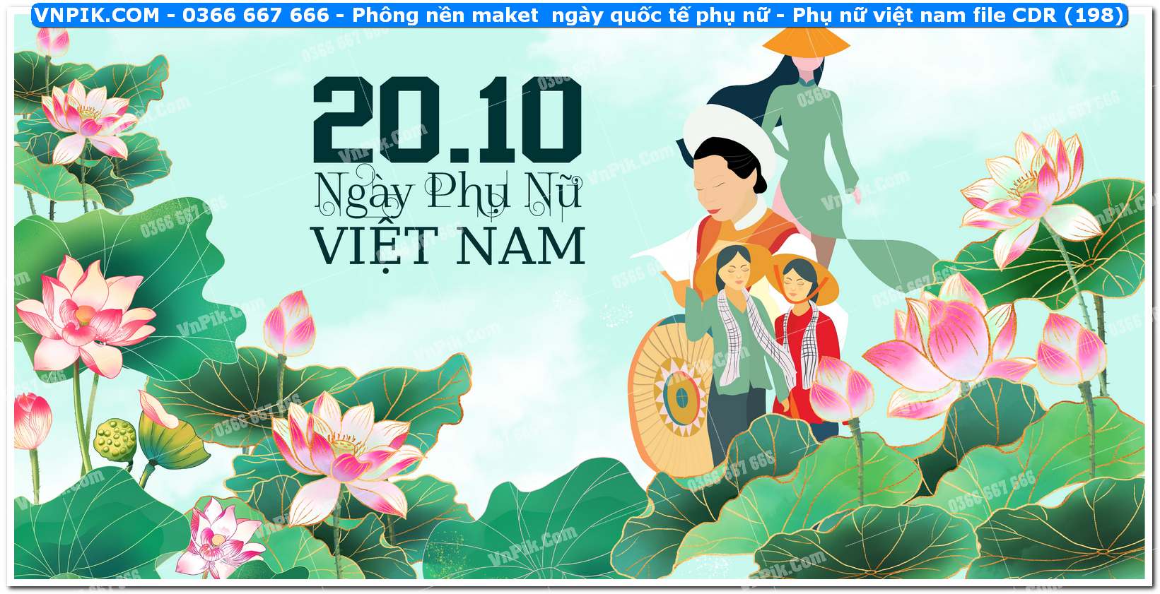 Phông nền maket  ngày quốc tế phụ nữ – Phụ nữ việt nam file CDR (198)