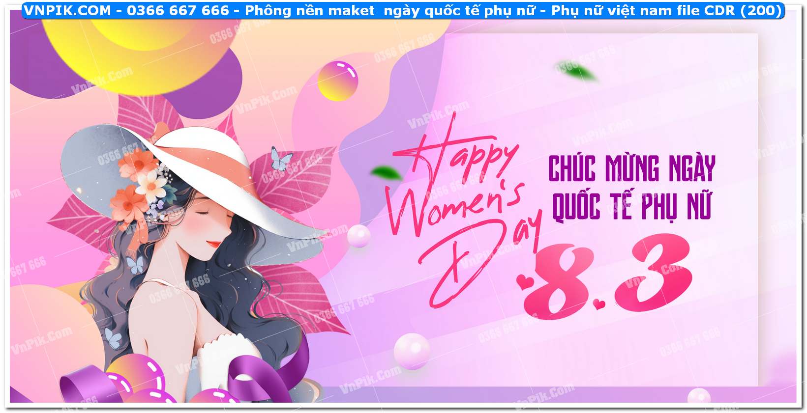 Phông nền maket  ngày quốc tế phụ nữ – Phụ nữ việt nam file CDR (200)