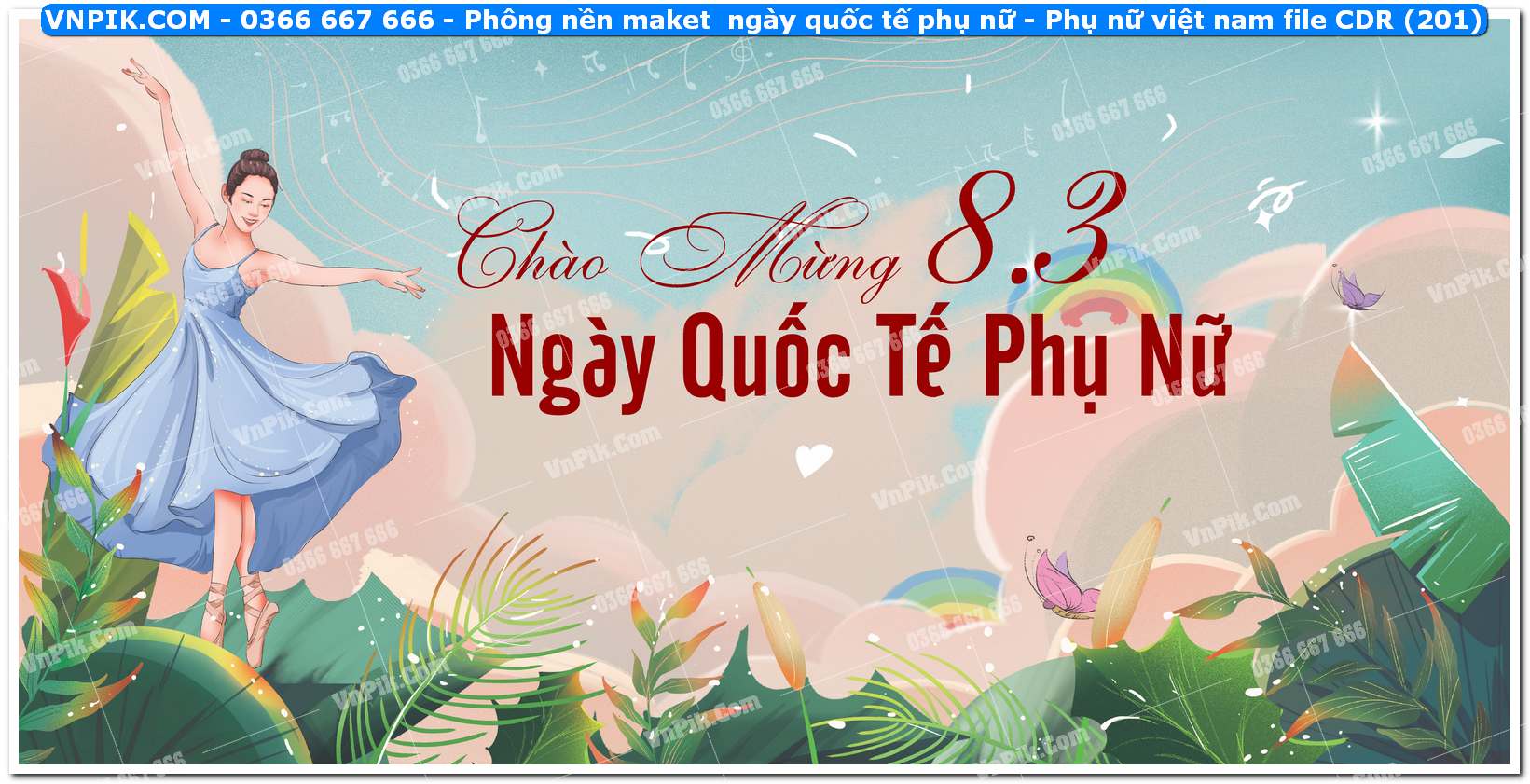 Phông nền maket  ngày quốc tế phụ nữ – Phụ nữ việt nam file CDR (201)