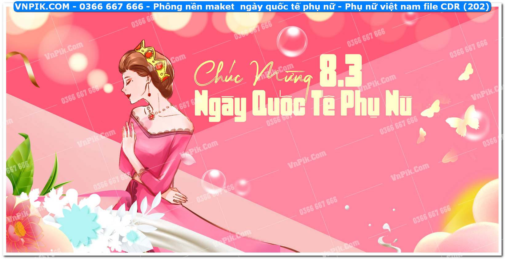 Phông nền maket  ngày quốc tế phụ nữ – Phụ nữ việt nam file CDR (202)