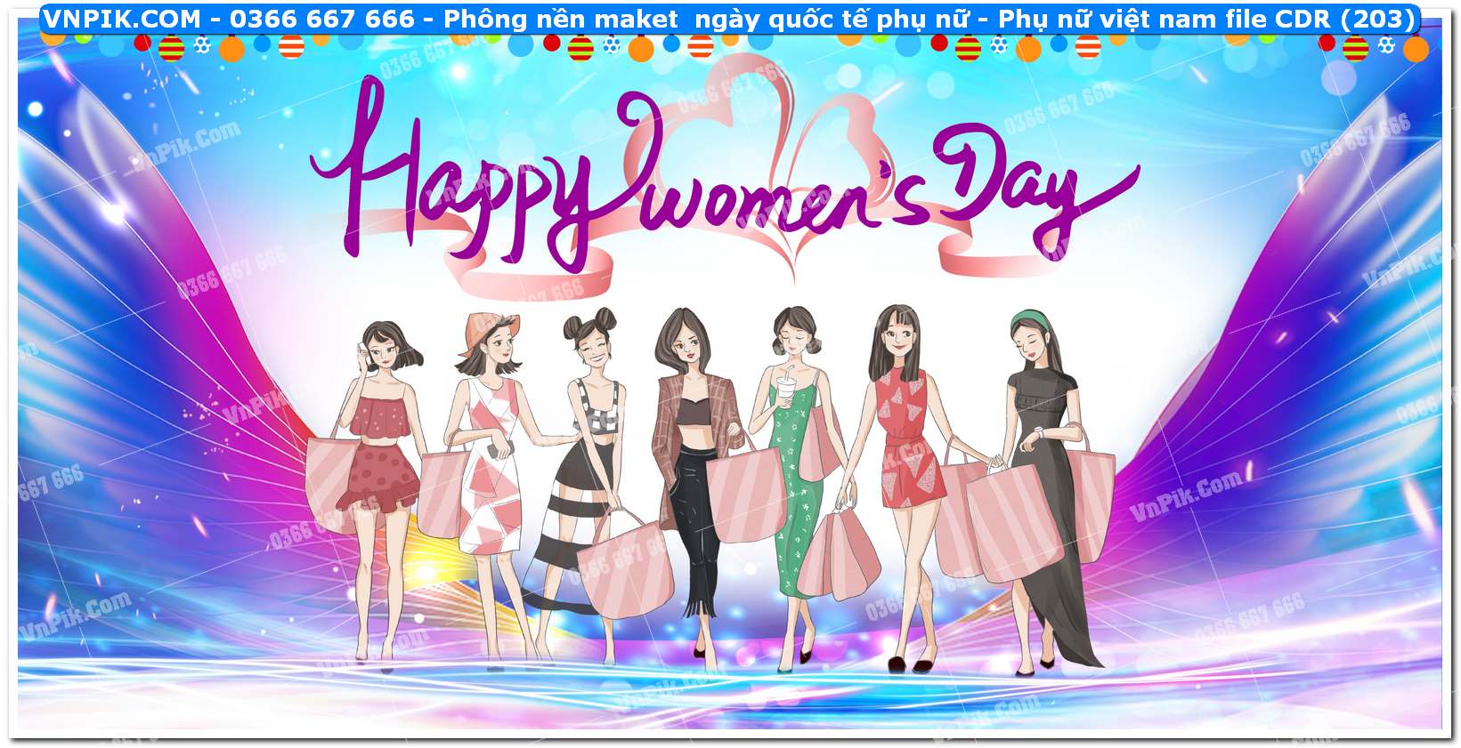 Phông nền maket  ngày quốc tế phụ nữ – Phụ nữ việt nam file CDR (203)