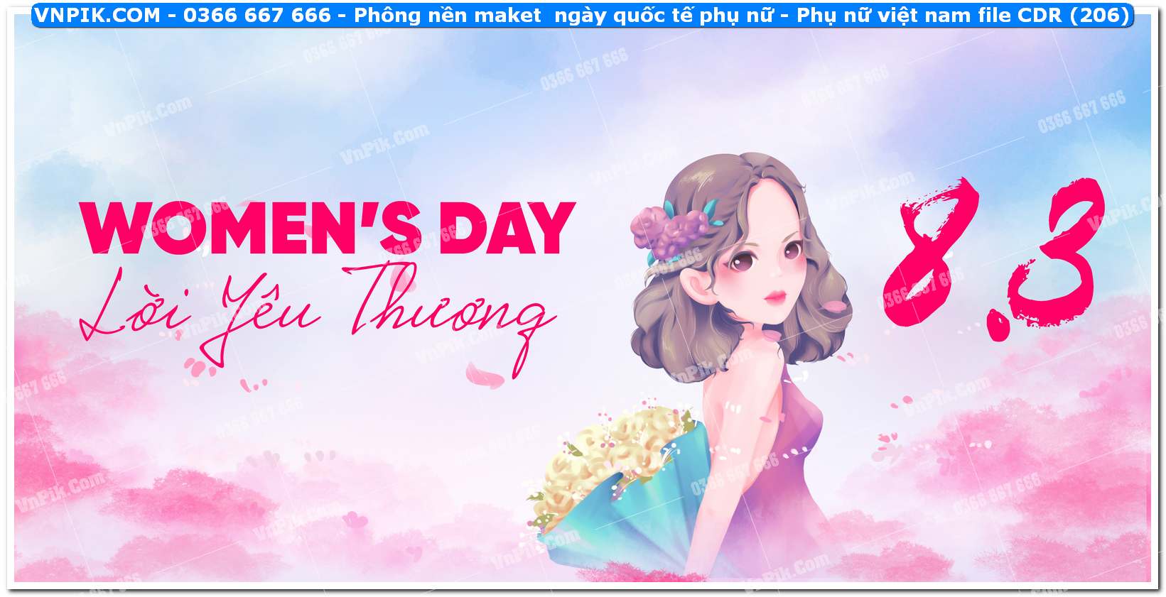 Phông nền maket  ngày quốc tế phụ nữ – Phụ nữ việt nam file CDR (206)