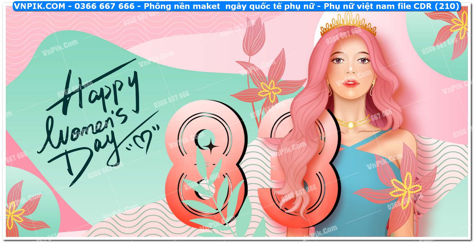 Phông nền maket  ngày quốc tế phụ nữ – Phụ nữ việt nam file CDR (210)