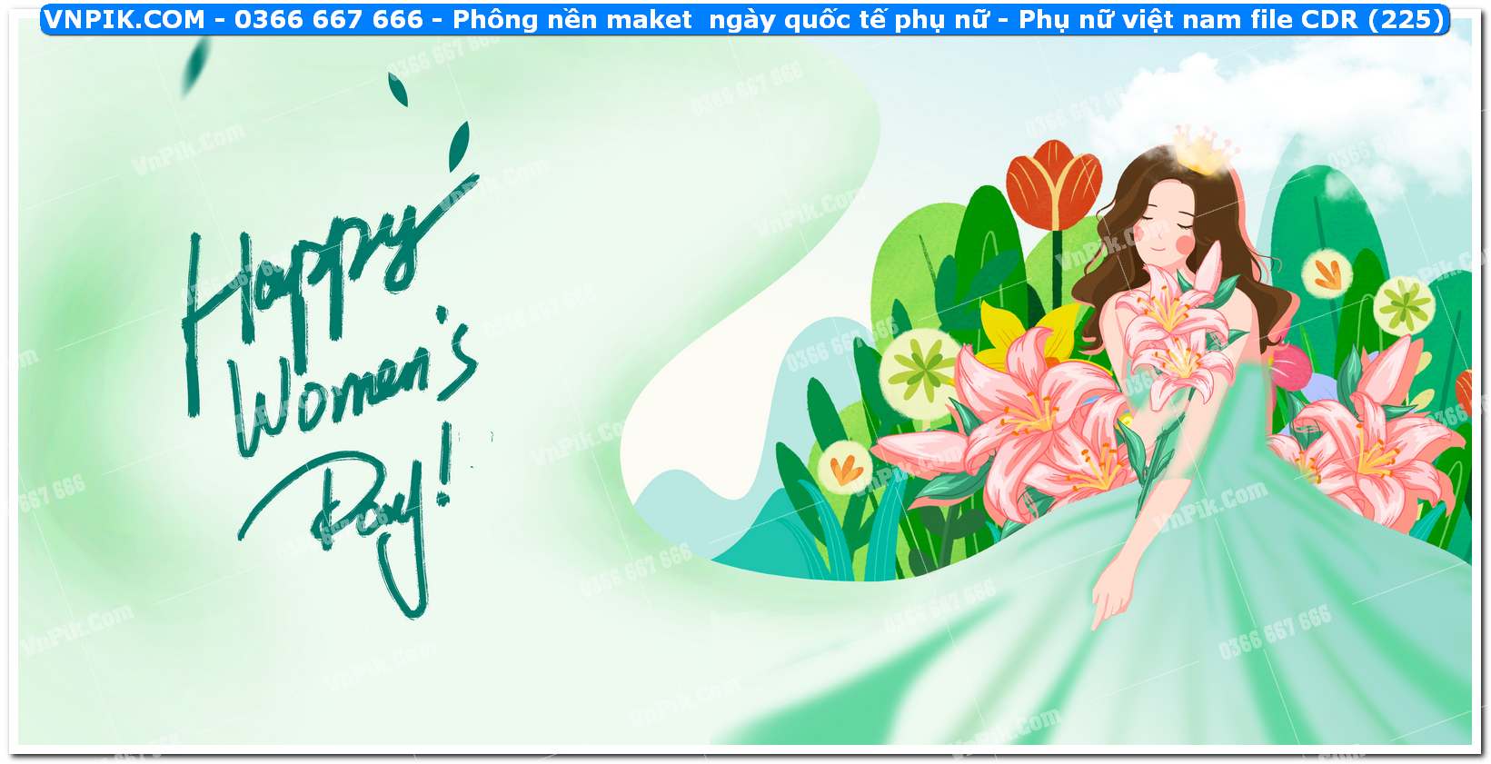 Phông nền maket  ngày quốc tế phụ nữ – Phụ nữ việt nam file CDR (225)