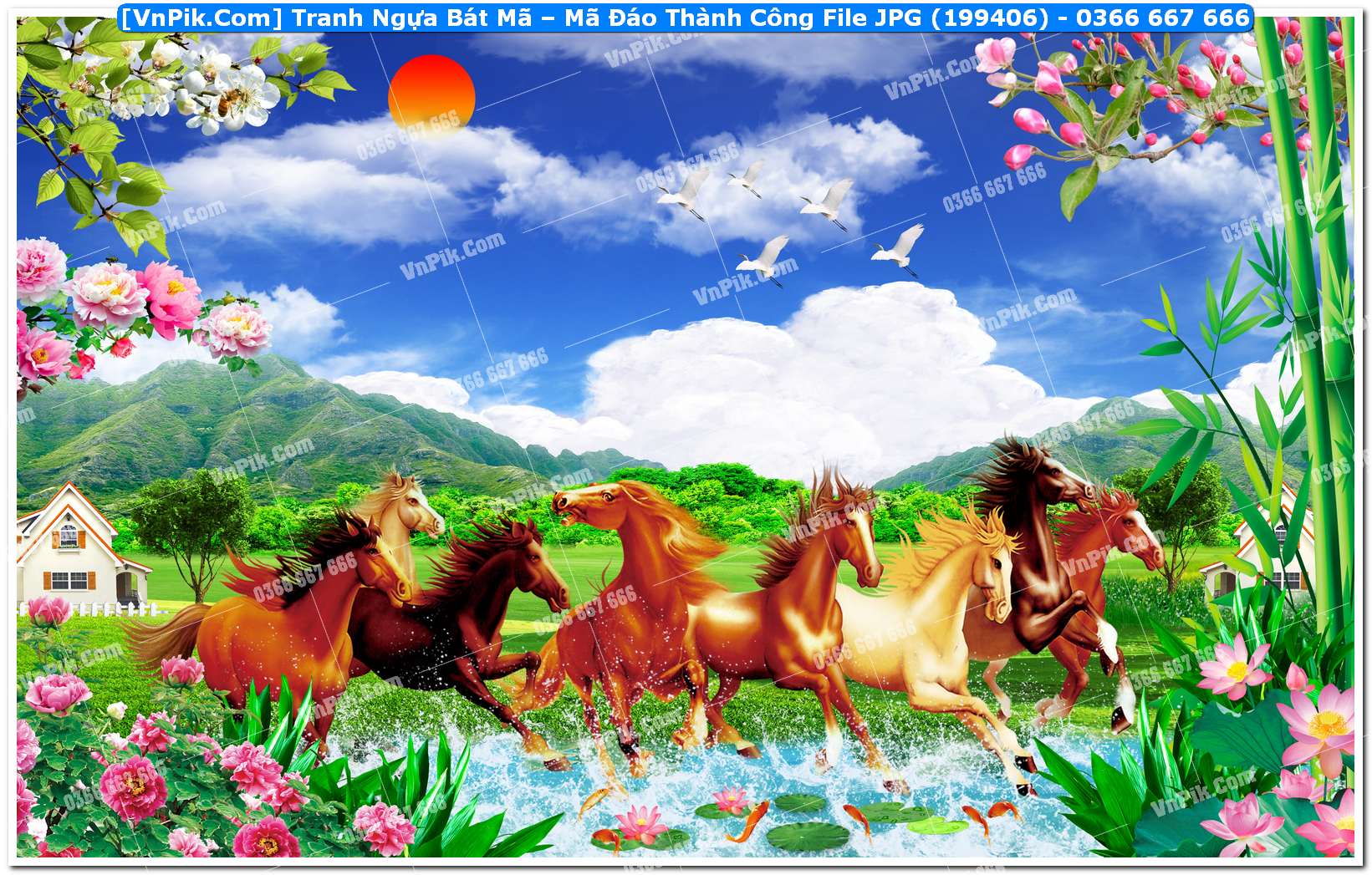 Tranh Ngựa Bát Mã – Mã Đáo Thành Công File JPG (199406)