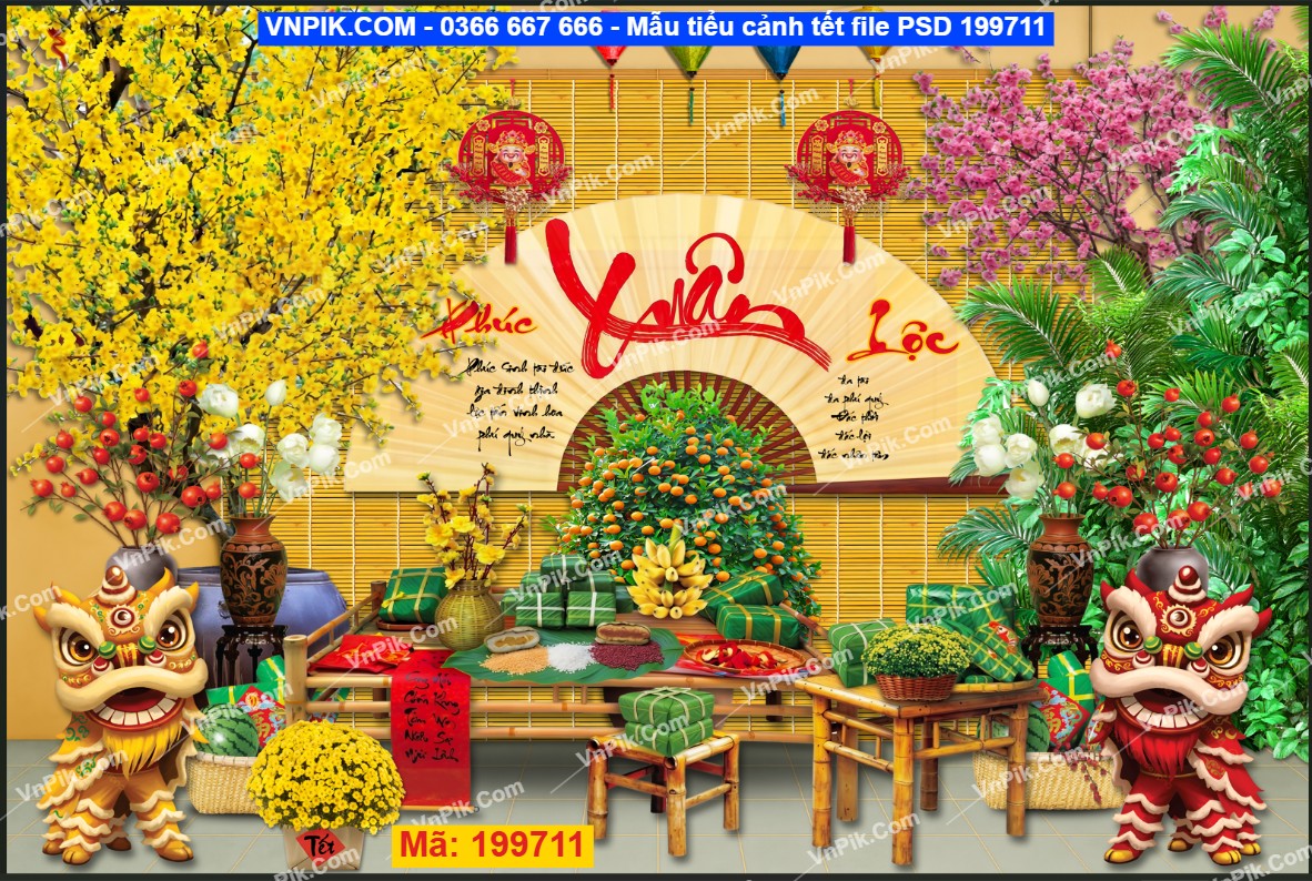 Mẫu tiểu cảnh tết file PSD 199711