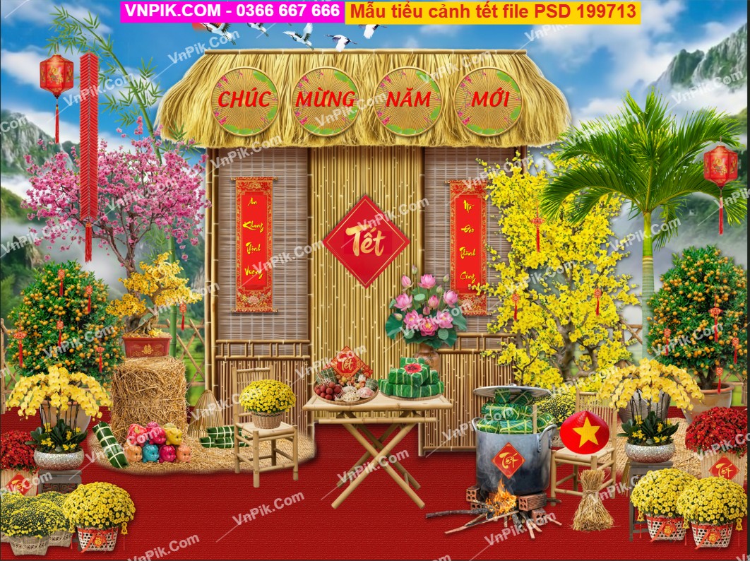 Mẫu tiểu cảnh tết file PSD 199713