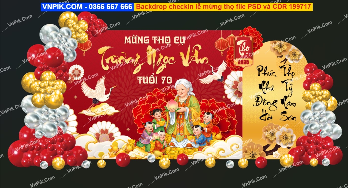 Backdrop checkin lễ mừng thọ file PSD và CDR 199717