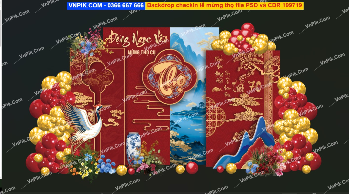 Backdrop checkin lễ mừng thọ file PSD và CDR 199719