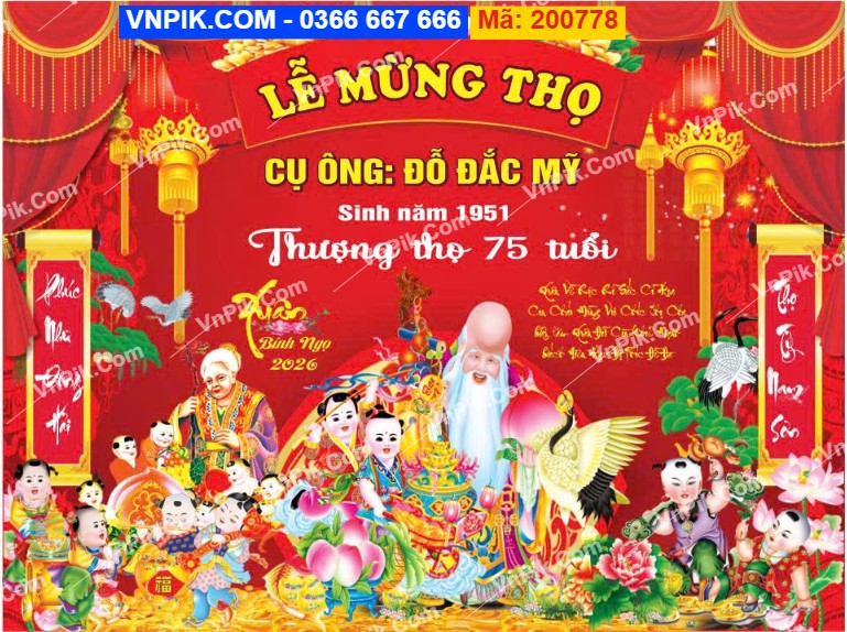 Phông nền lễ mừng thọ file cdr mã 200778