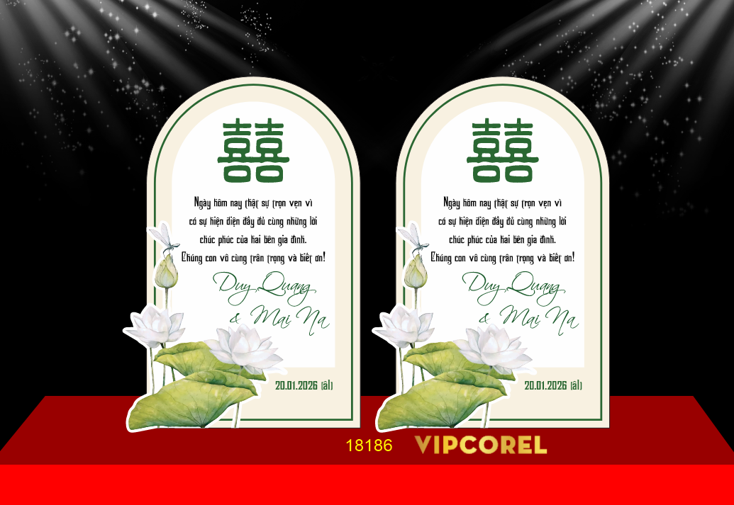 Mẫu thẻ cưới để bàn wedding file corel