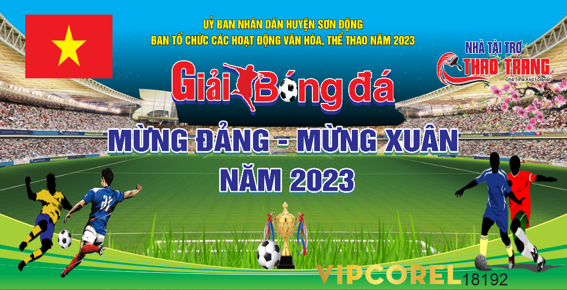 Backdrop Giải bóng đá mừng đảng mừng xuân file corel