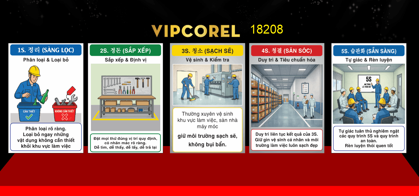 Bảng nội quy công ty 2026 5S file corel