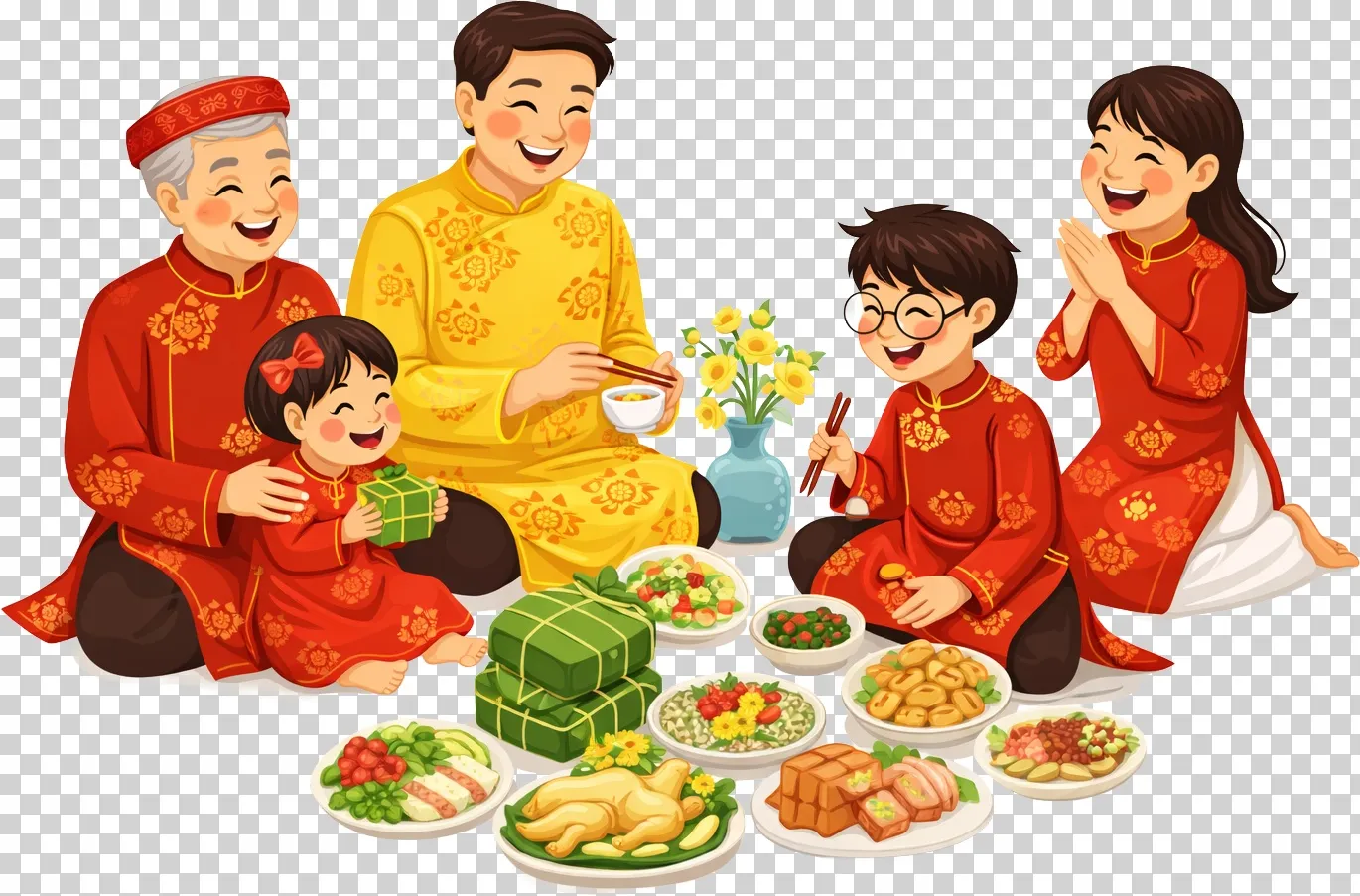 Bữa tiệc tất niên gia đình ấm cúng mừng năm mới