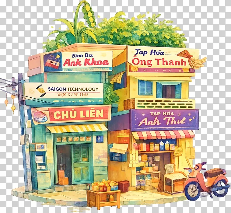 Phố thị Việt Nam xưa với tiệm tạp hóa ngày Tết