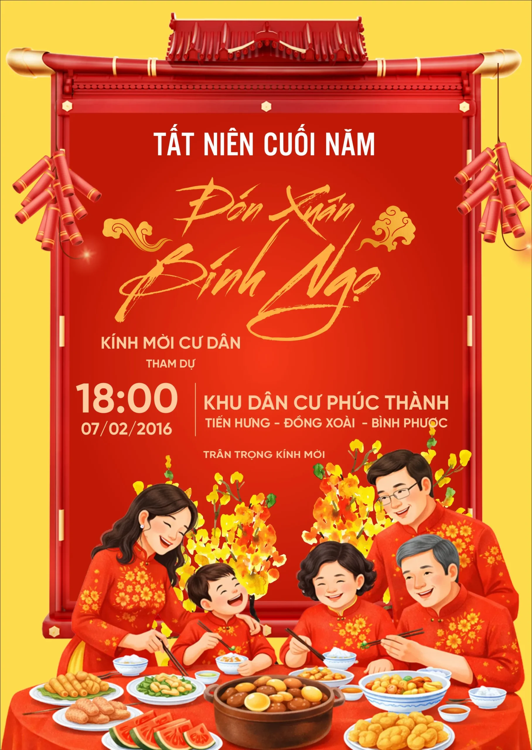 Poster Tiệc Tất Niên Cuối Năm Khu Dân Cư 2026