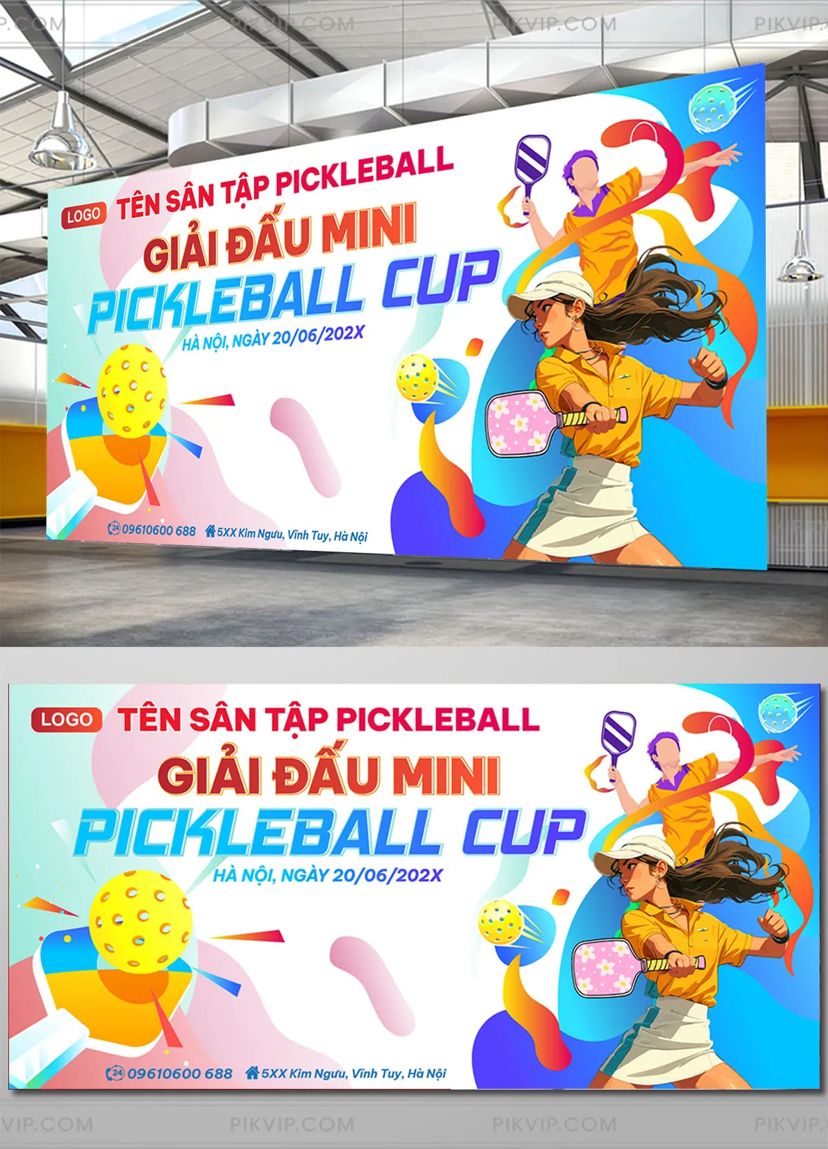 Banner Giải Đấu Pickleball Cup 202X Năng Động