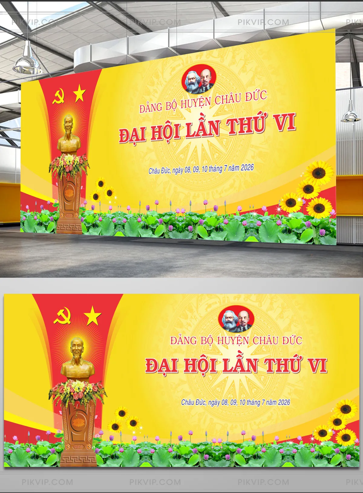 Phông nền Đại hội Đảng bộ huyện Châu Đức lần thứ VI trang trọng