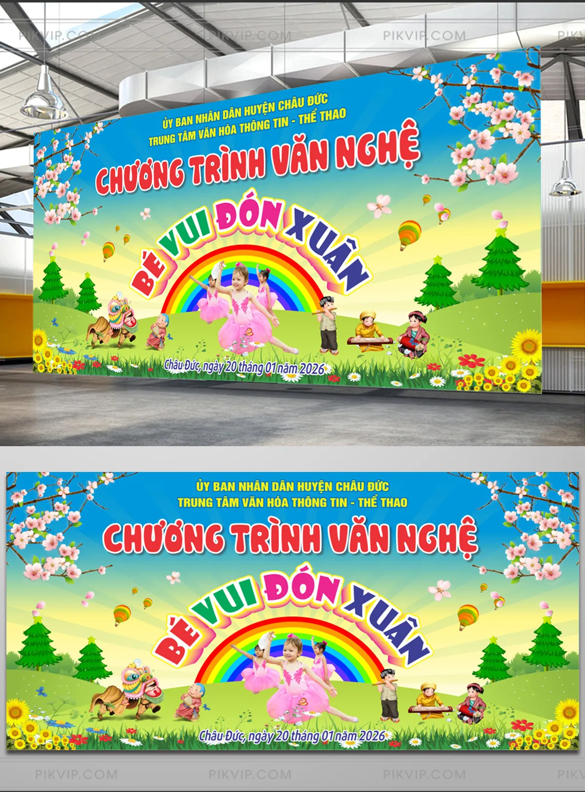 Backdrop Văn Nghệ Bé Vui Đón Xuân – Huyện Châu Đức