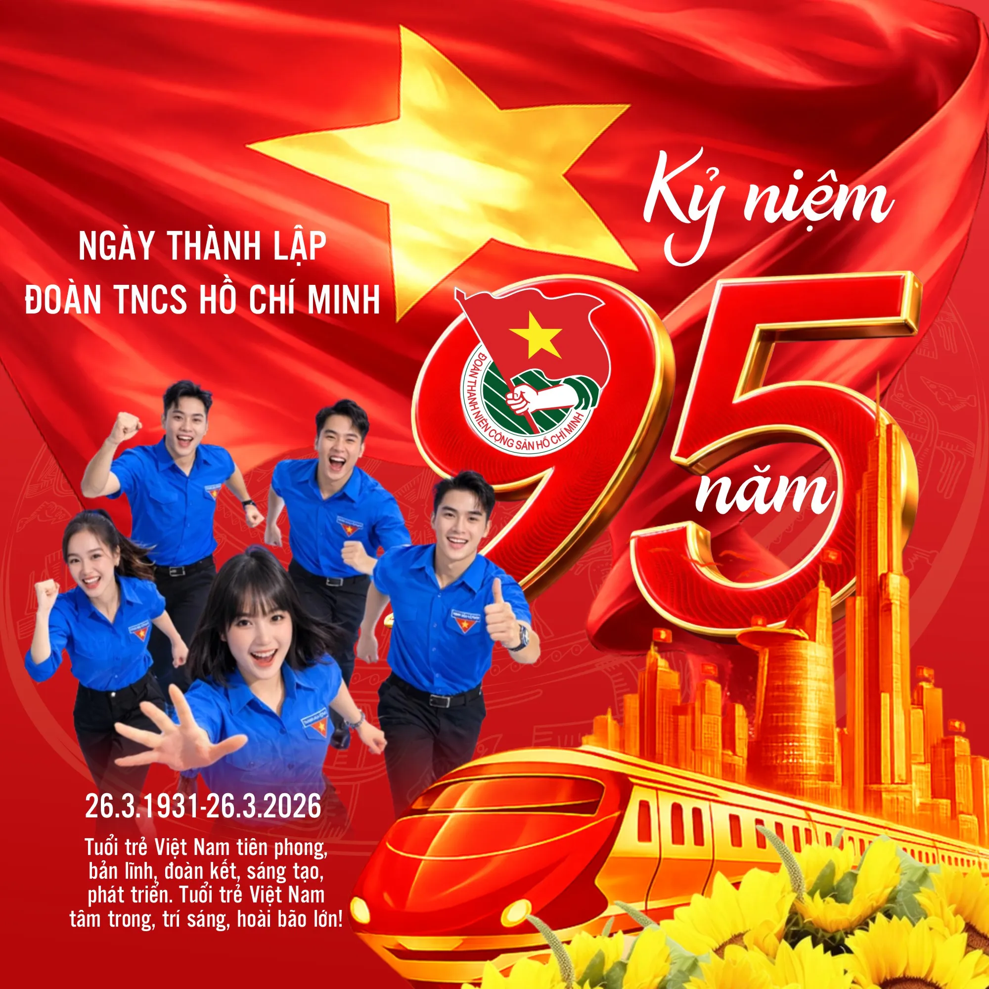 Poster kỷ niệm 95 năm  thành lập đoàn TNCS hồ chí minh