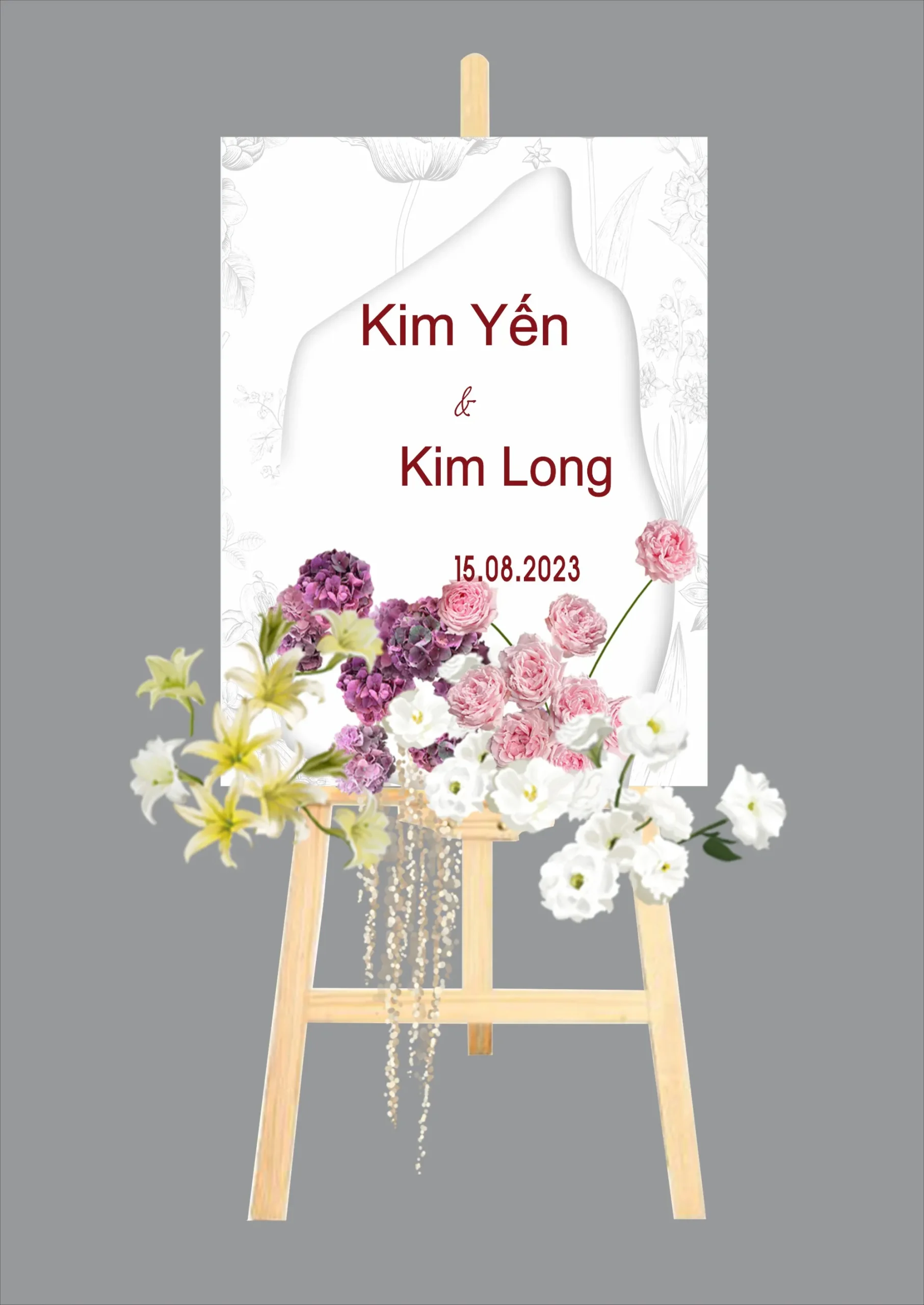 Mẫu bảng Welcome trắng tinh khôi cắt lớp nghệ thuật