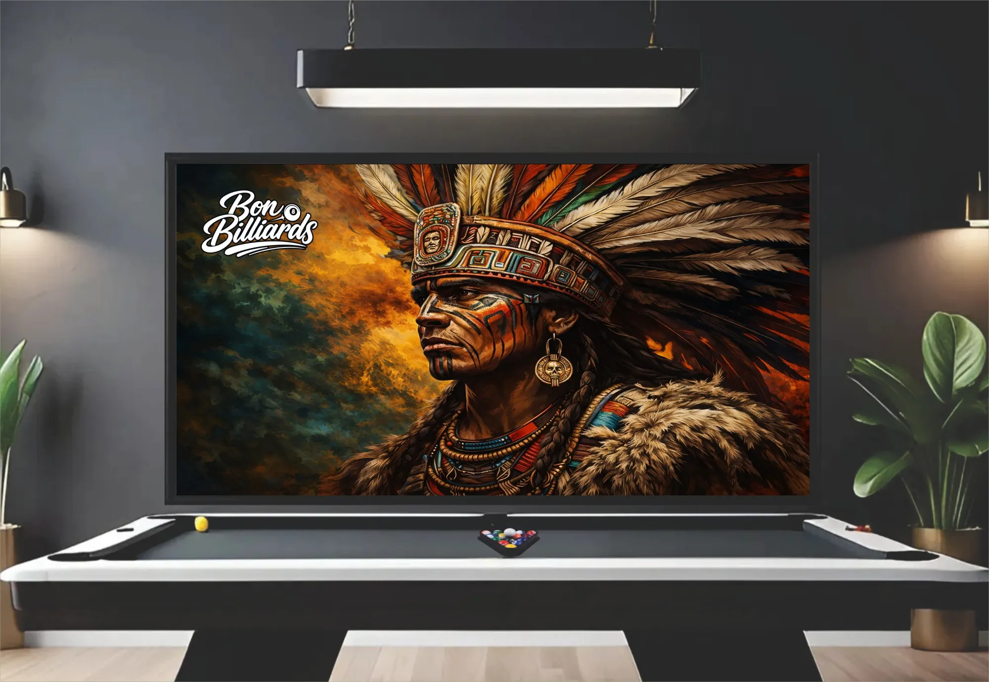 Tranh dán tường quán Bida – Chiến binh bộ lạc hùng vĩ