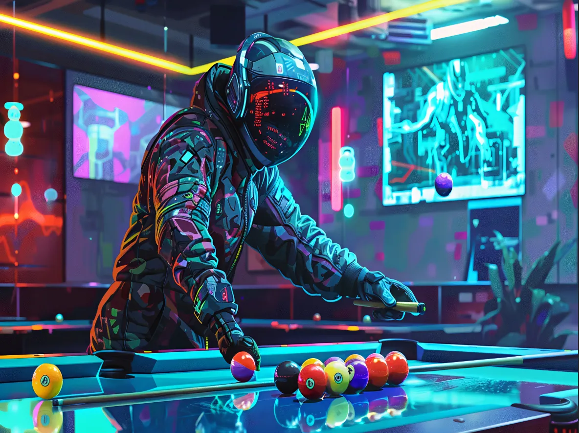 Poster Billiards phong cách Cyberpunk hiện đại
