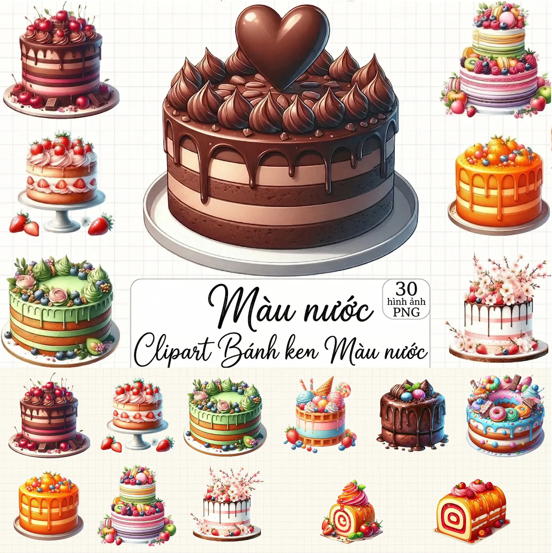 Bá» 30 Clipart BÃ¡nh Kem Sinh Nháº­t Váº½ MÃ u NÆ°á»c Ngon Máº¯t