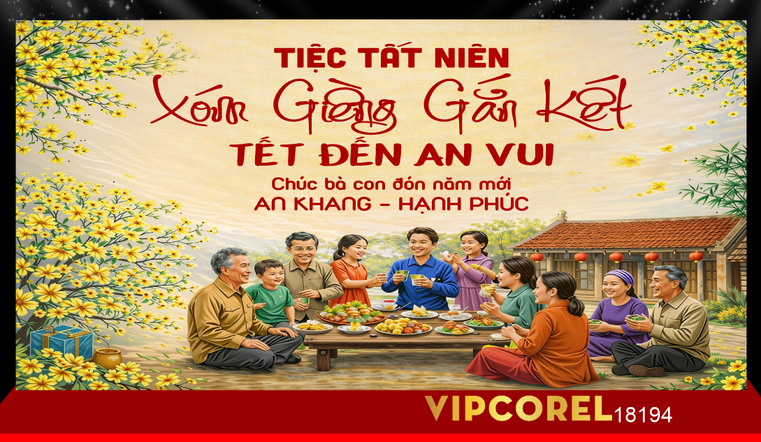 Market Tiệc tất niên xóm giềng gắn kết file corel