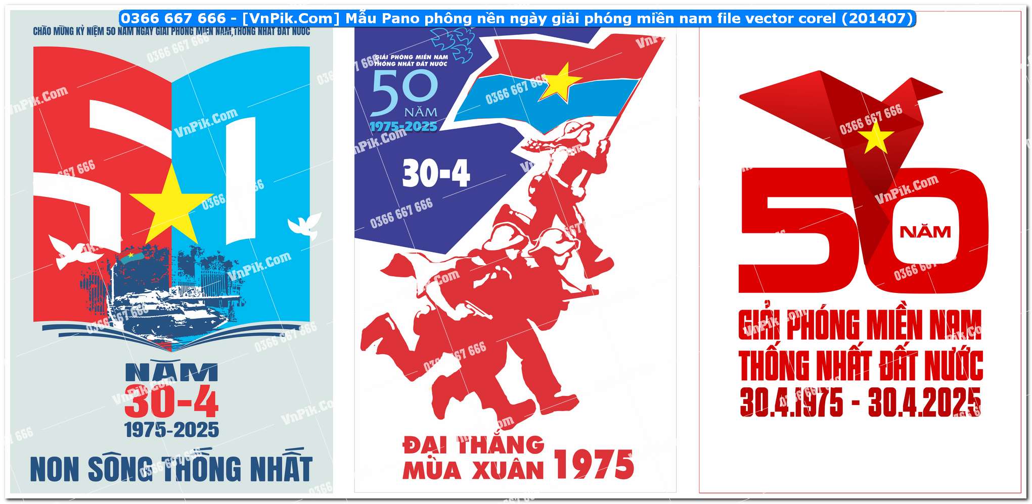 Mẫu Pano phông nền ngày giải phóng miền nam file vector corel (201407)