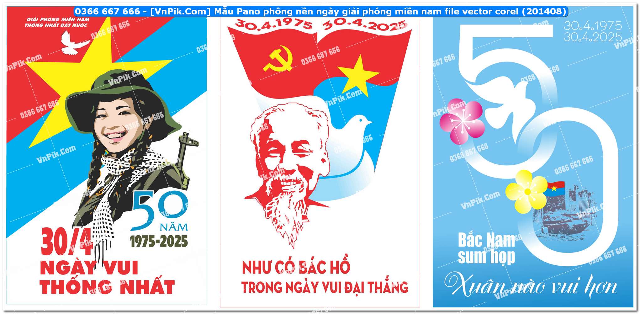 Mẫu Pano phông nền ngày giải phóng miền nam file vector corel (201408)