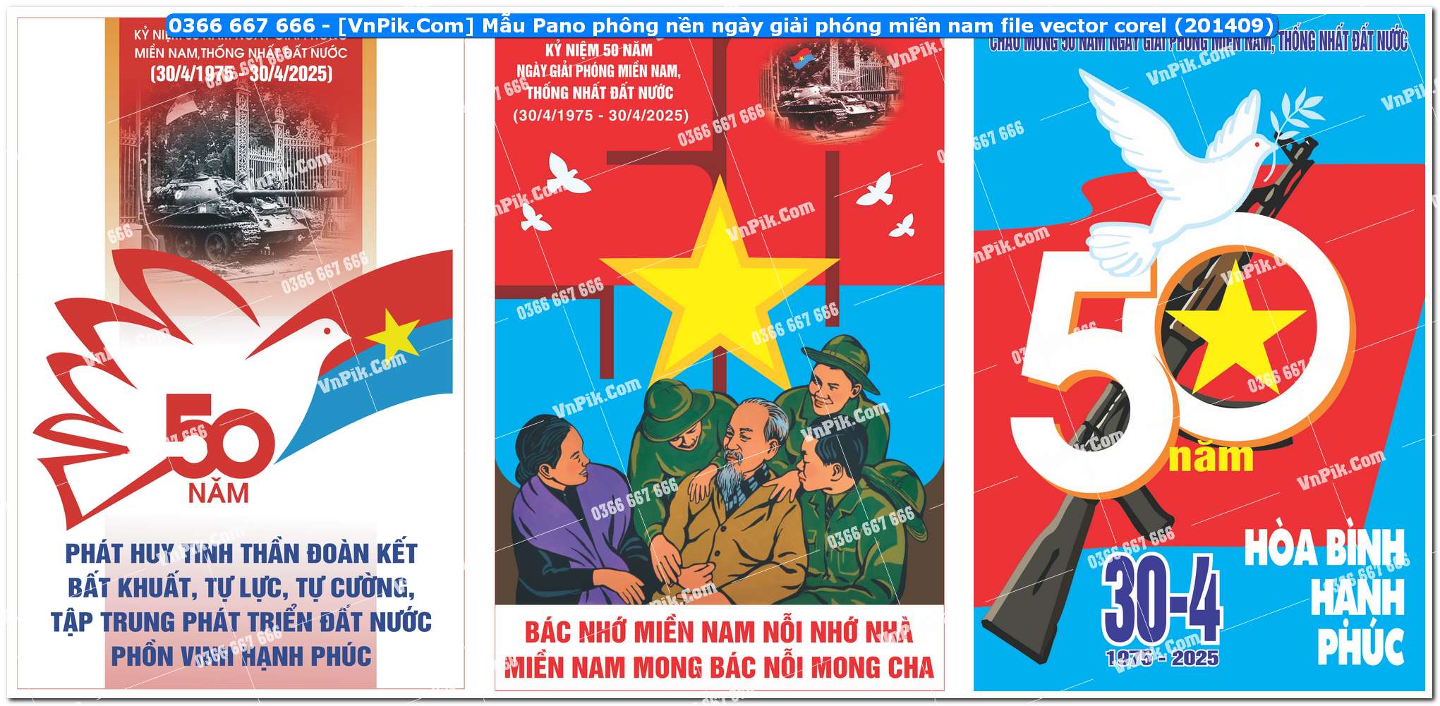 Mẫu Pano phông nền ngày giải phóng miền nam file vector corel (201409)