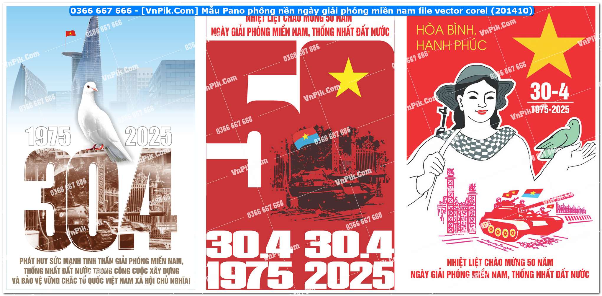 Mẫu Pano phông nền ngày giải phóng miền nam file vector corel (201410)