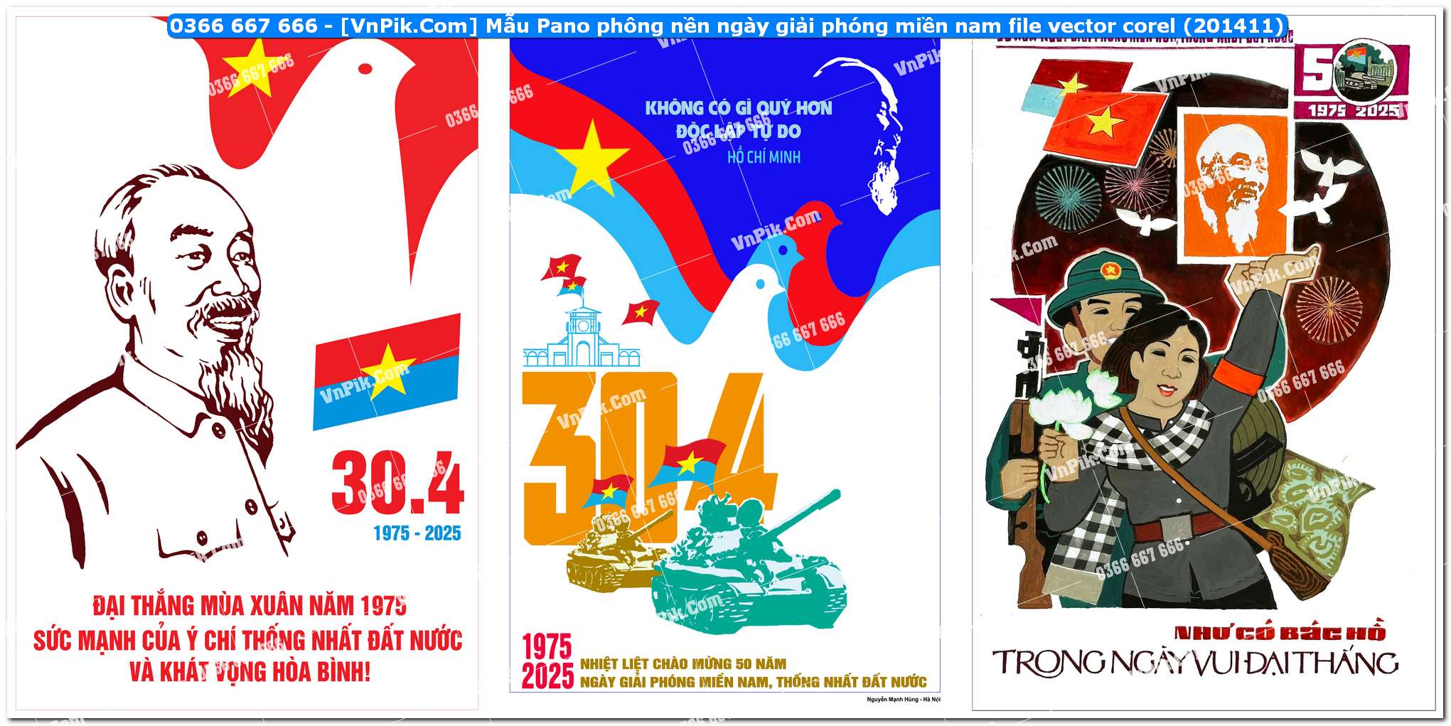 Mẫu Pano phông nền ngày giải phóng miền nam file vector corel (201411)