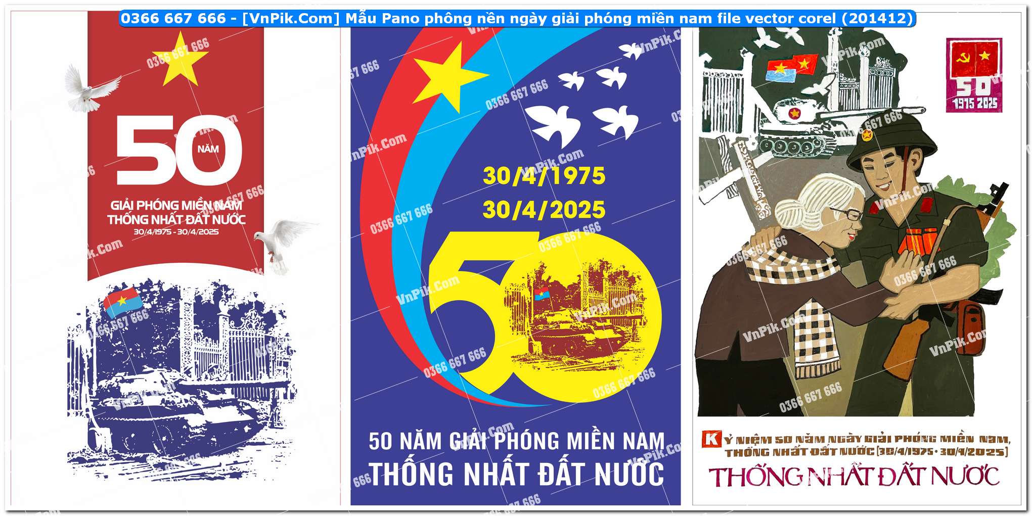 Mẫu Pano phông nền ngày giải phóng miền nam file vector corel (201412)