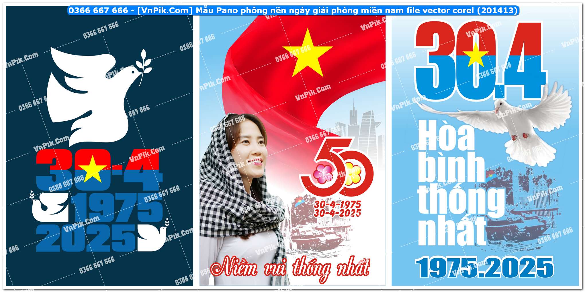 Mẫu Pano phông nền ngày giải phóng miền nam file vector corel (201413)