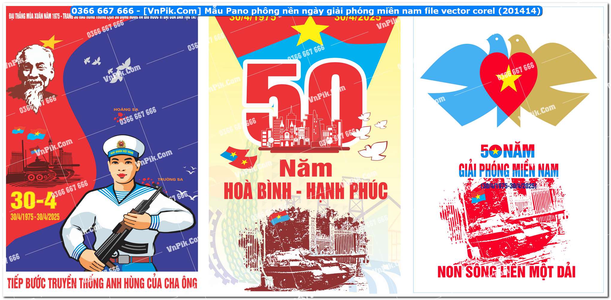 Mẫu Pano phông nền ngày giải phóng miền nam file vector corel (201414)