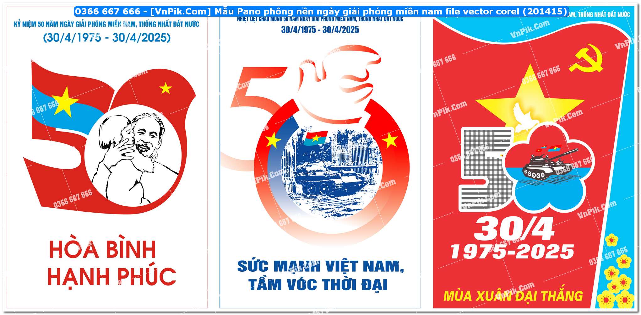 Mẫu Pano phông nền ngày giải phóng miền nam file vector corel (201415)