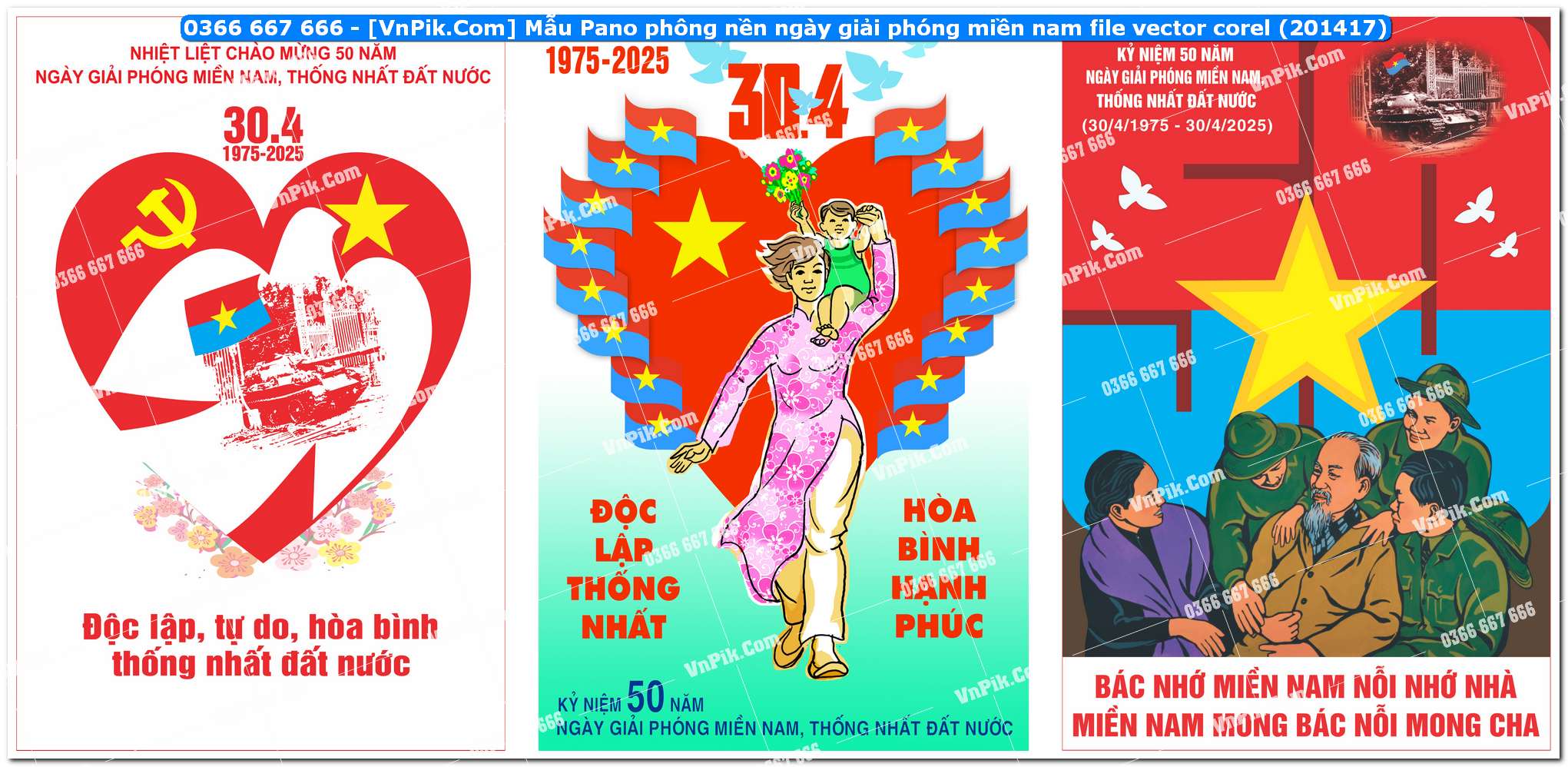 Mẫu Pano phông nền ngày giải phóng miền nam file vector corel (201417)