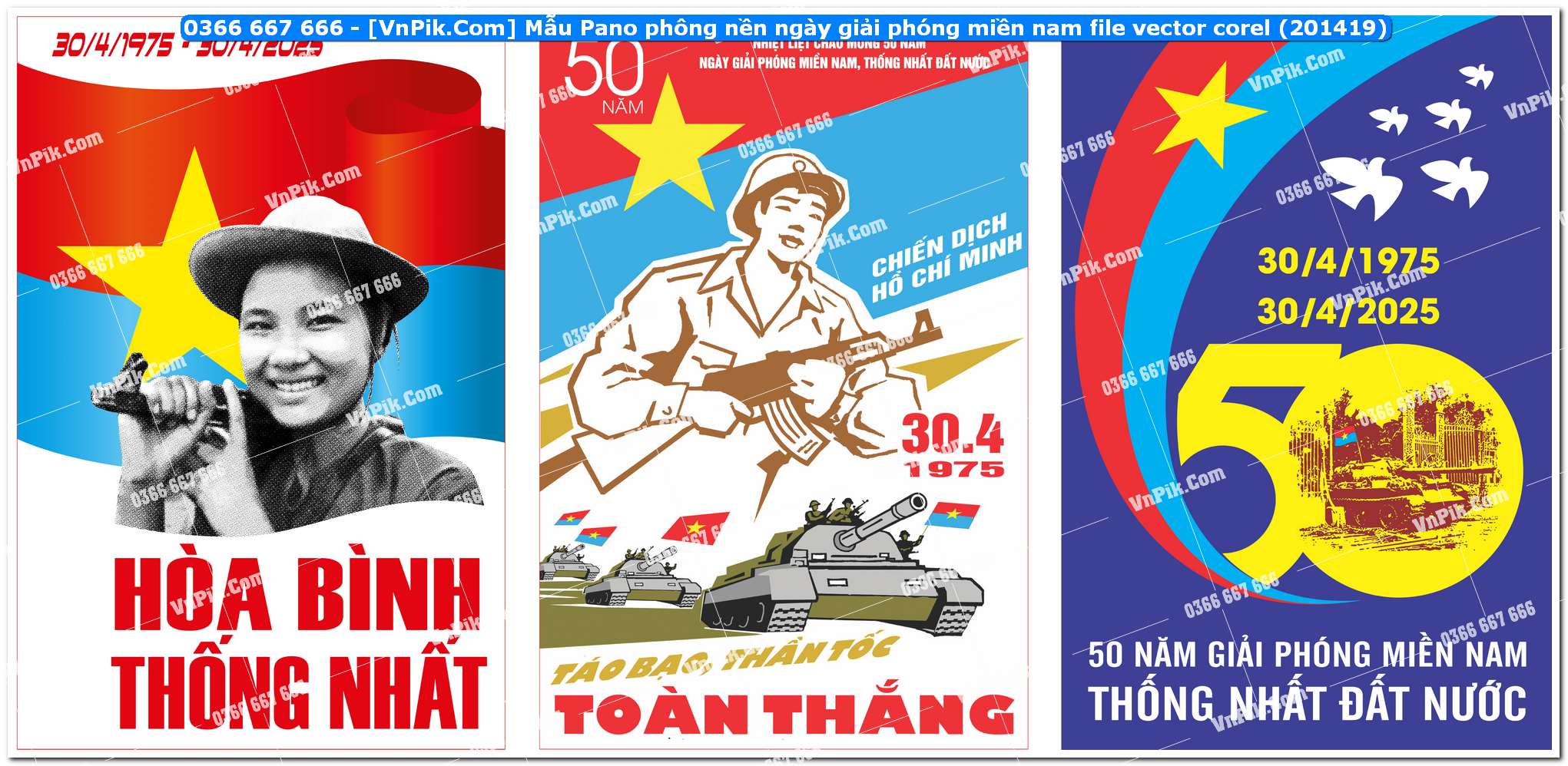 Mẫu Pano phông nền ngày giải phóng miền nam file vector corel (201419)