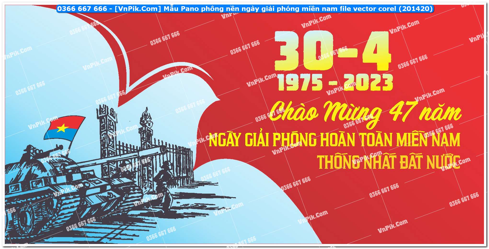 Mẫu Pano phông nền ngày giải phóng miền nam file vector corel (201420)