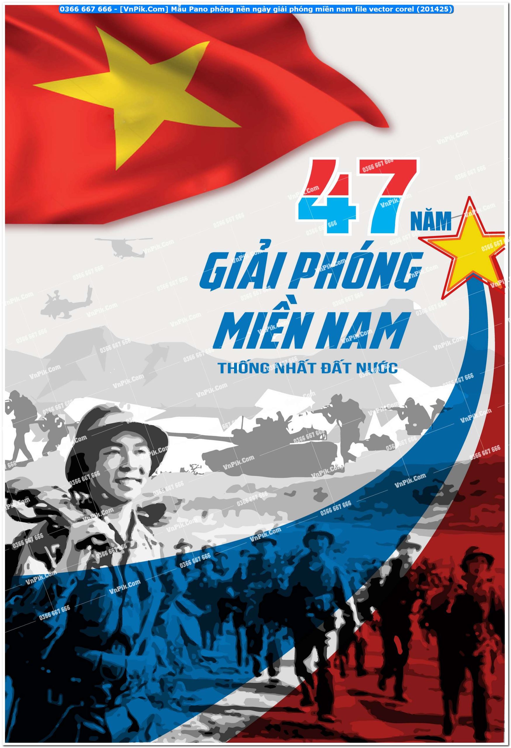 Mẫu Pano phông nền ngày giải phóng miền nam file vector corel (201425)